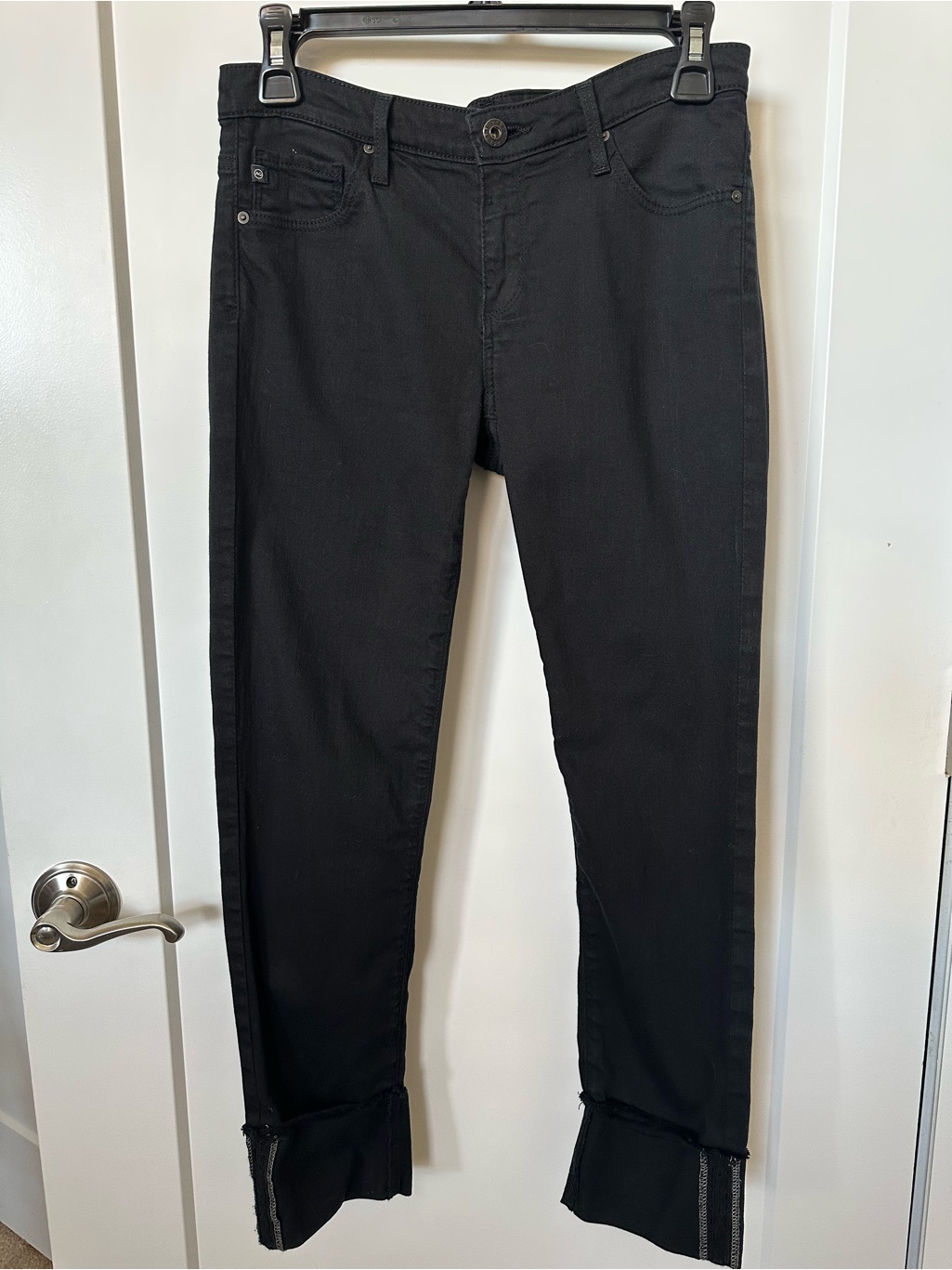 Ag Adriano Goldschmied Black High-Rise Cuffed Jeans Petite